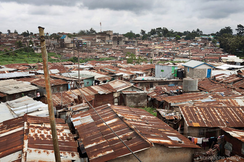 a roof-top view of the slum of Korogocho by documentary photographer kenya Christophe Viseux