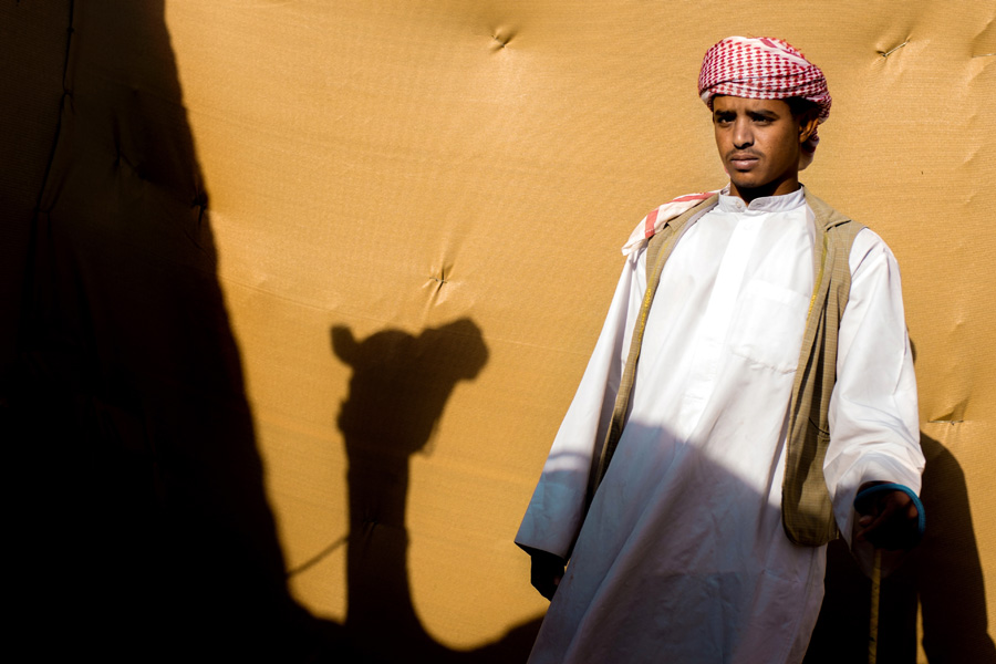 Portrait of a trainer at Al Wathba Camel Race 2014 in Abu Dhabi